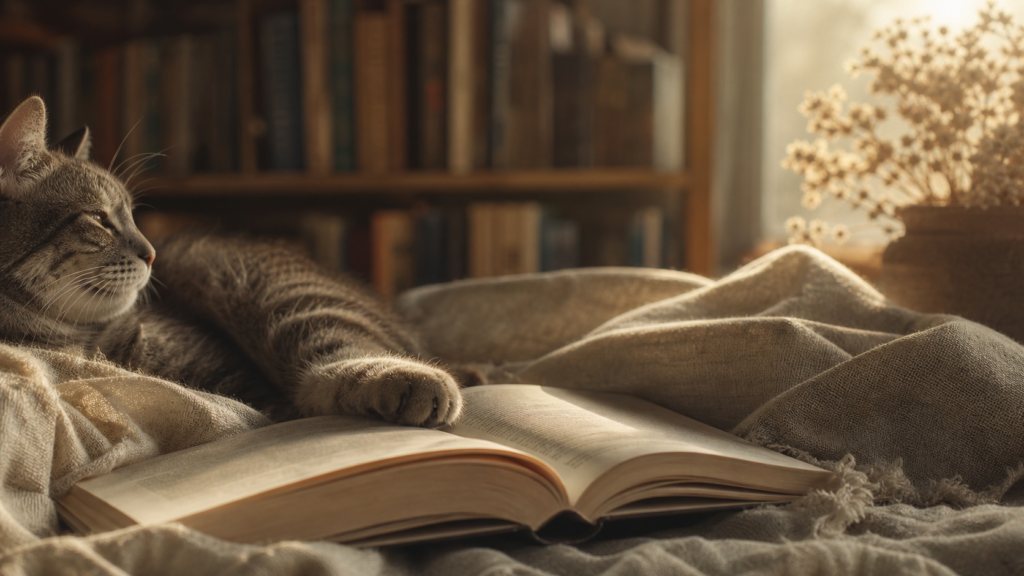 Livros, cobertores e pelo na página: pequenas cenas de leitura com pets